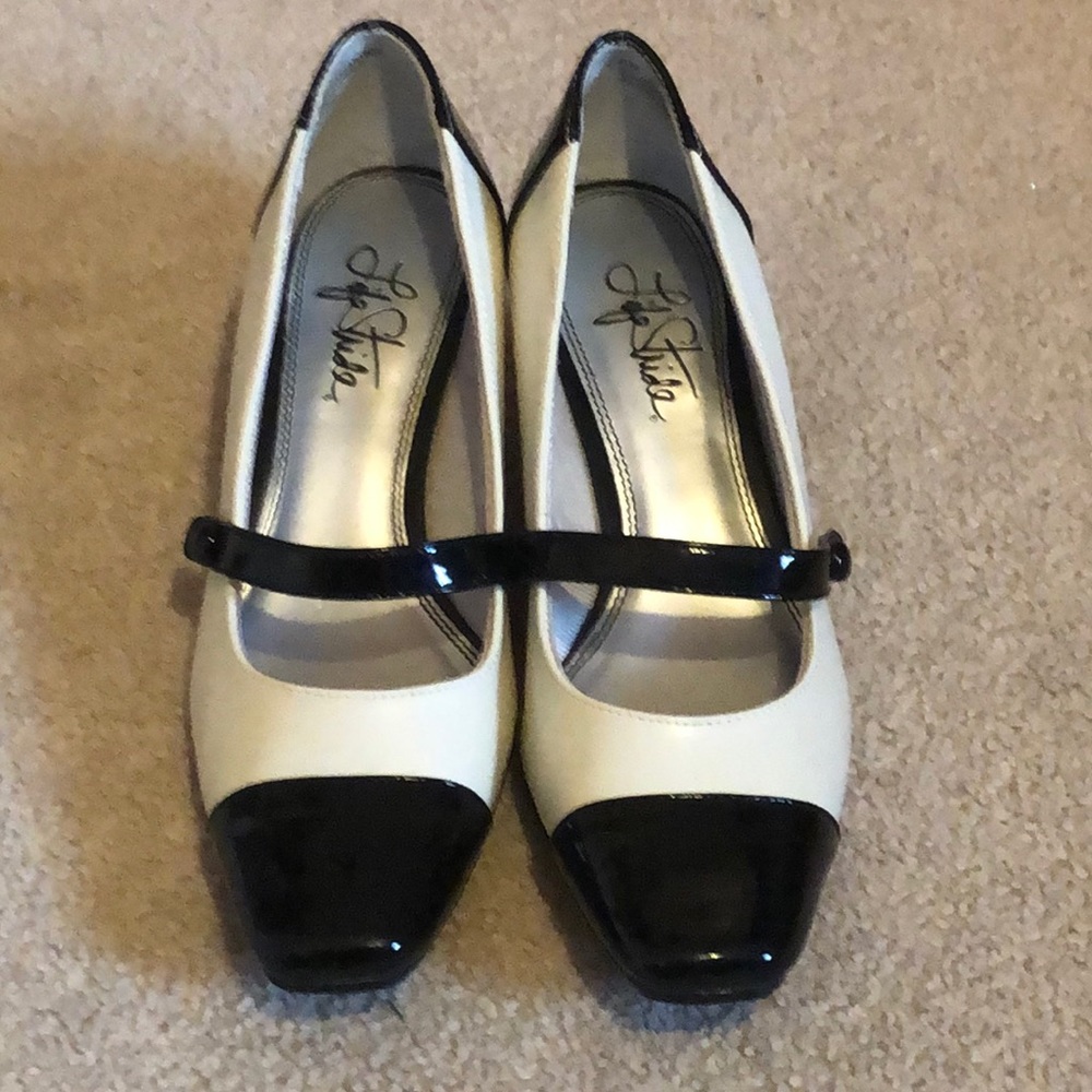 Life Stride patent leather black&cream low pumps